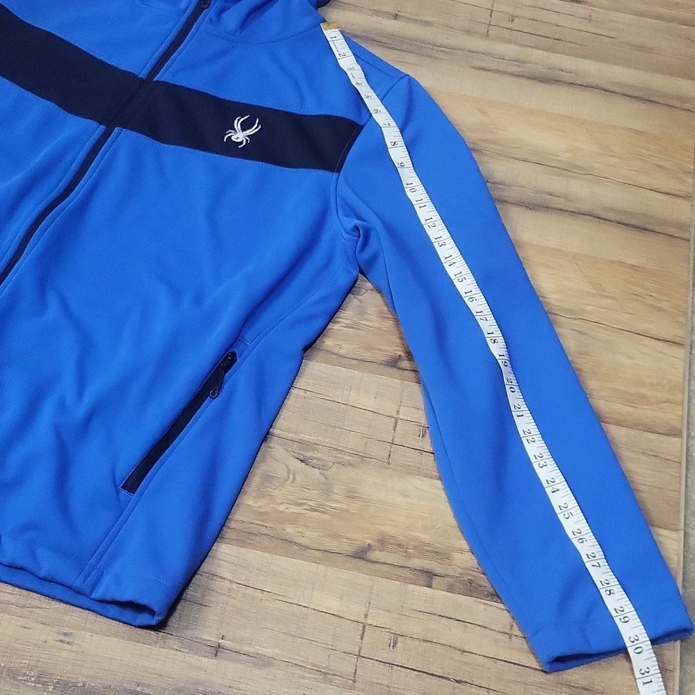SPYDER Blue Black Full Zip Fleece Line Hooded Jacket